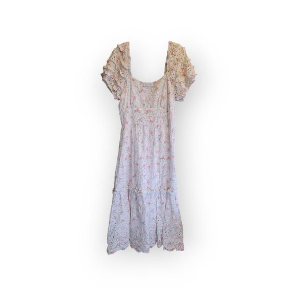 LoveShackFancy x Target Eyelet Midi Dress Floral Fairycore Puff Sleeve Pastel XL - Picture 10 of 16